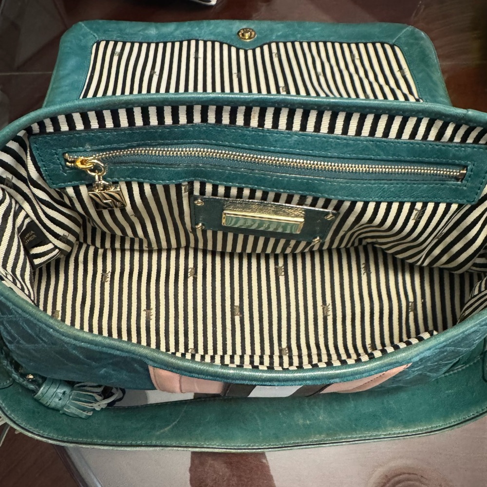 L.A.M.B. Green and Tan Shoulder Bag - Picture 7 of 9